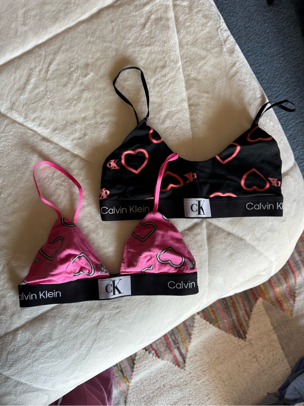 Calvin Klein Set of 2 Valentines Bralettes 1996 V-Day Cotton